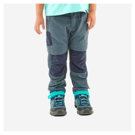 Detské odopínateľné turistické nohavice MH500 2-6 rokov sivo-modré QUECHUA