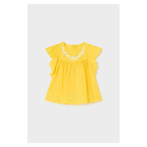 Bavlnená blúzka pre bábätká Mayoral žltá farba, jednofarebná