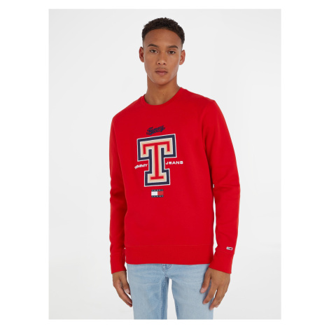 Red Men Sweatshirt Tommy Jeans Modern Sport T Crew - Men Tommy Hilfiger