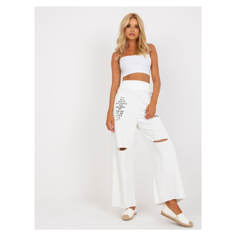 Women's white sweatpants with wide legs