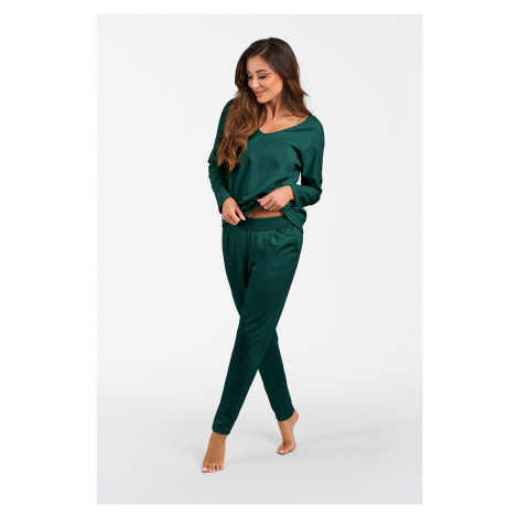 Karina Women's Long-Sleeved Tracksuit, Long Pants - Green Italian Fashion