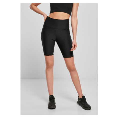 Women's high-waisted cycling shorts with lace trim black Urban Classics