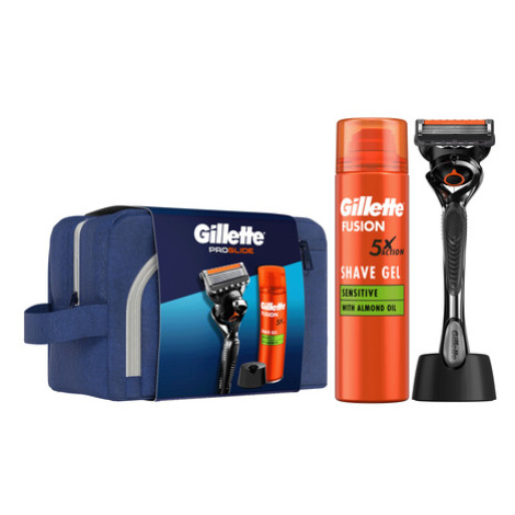 Gillette Cestovná Súprava ProGlide Holiaci Strojček + Fusion Gél Na Holenie 200 ml + stojan