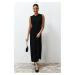 Trendyol Black Pleated Skirt Sleeveless Knitted Lining Undershirt Dress