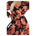 ROSETTA - Veľmi žensky pôsobiace dámske šaty so vzorom oranžových ruží, s preloženým obálkovým v