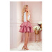 Tmavě růžové dámské šaty s krajkovým výstřihem a model 17280726 - numoco Možnost: L