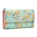Miss Lulu dámska peňaženka s potlačou kvetín - zelená