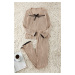 Trendyol Beige Ruffle Ribbon/Bow Ribbed Knitted Pajama Set