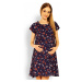Tmavomodré kvetované tehotenské šaty 1642C