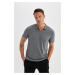 DEFACTO New Regular Fit Zippered Short Sleeve Polo T-Shirt