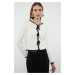 Trendyol Ecru Crop Ribbon/Bow Detailed Knitwear Cardigan