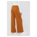 Nohavice s prímesou kašmíru United Colors of Benetton dámske, oranžová farba, široké, vysoký pás