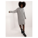 Grey women's knitted dress with long sleeves