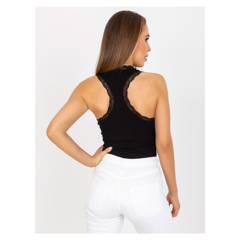 Basic black ribbed summer top RUE PARIS