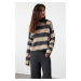 Trendyol Anthracite Wide Pattern Striped Knitwear Top-Top Set