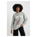 DEFACTO Oversize Fit Wide Mold Crew Neck Thick Washed Faded Effect Sweatshirt