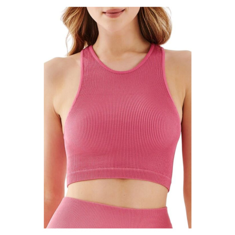 Crop Top Halter Rib malinový Gabriella