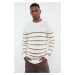 Trendyol Mink Slim Crew Neck Striped Knitwear Sweater