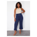 Trendyol Curve Indigo Accessory Detailed Wide Cut Knitted Trousers