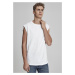 White sleeveless T-shirt with open brim