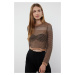 Trendyol Black Crop Transparent Transitional Glittery Knitwear Sweater