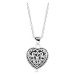 Strieborný náhrdelník 925, srdce s patinou a ornamentmi