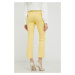 Nohavice Weekend Max Mara dámske, žltá farba, rovné, vysoký pás