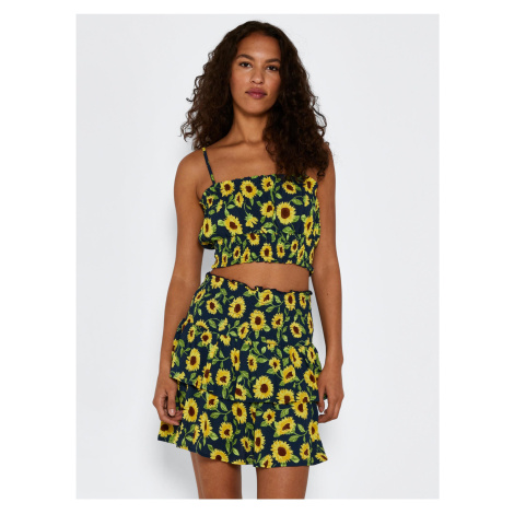 Yellow-Blue Floral Short Skirt Noisy May Sunflower - Women