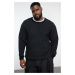 Trendyol Black Men's Slim Fit Crew Neck Ethnic Knitwear Plus Size Sweater