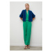 Nohavice Herskind dámske, zelená farba, široké, vysoký pás