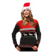Čierno-červený vianočný sveter so zimným motívom pre dámy
