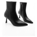 Marjin Women's Heeled Boots Pointed Toe Goblet Heels Casual Classic Boots Heel black.