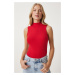 Happiness İstanbul Women's Red Turtleneck Cotton Knitted Blouse