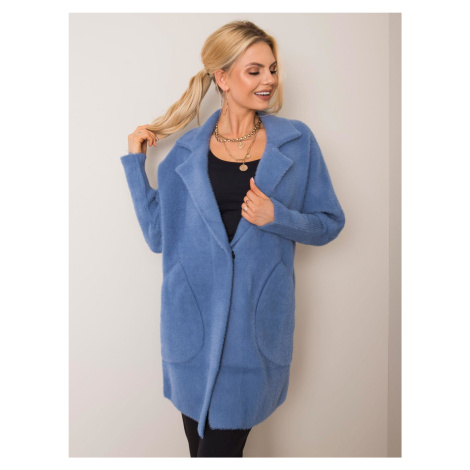 Grey and blue fluffy alpaca coat