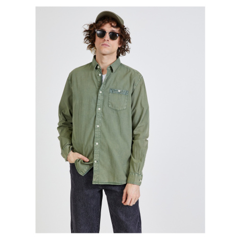 Zelená pánska rifľová košeľa Tom Tailor