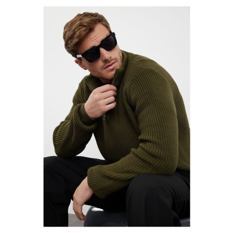 Trendyol Khaki Regular Half Turtleneck Plain Knitwear Sweater