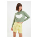 Trendyol Mint Heart Jacquard Crop Knitwear Sweater