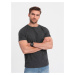 Ombre BASIC men's t-shirt with decorative pilling effect - black