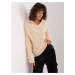 Light beige cable knit sweater with collar