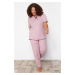 Trendyol Curve Pale Pink Bow Detailed Camisole Knitted Pajamas Set