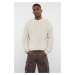 Trendyol Beige Unisex Crew Neck Plain Knitwear Sweater