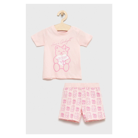 Detské pyžamo Guess ružová farba, s potlačou