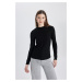 DEFACTO Slim Fit Half Turtleneck Ribbed Camisole Basic Long Sleeve T-Shirt Tunic