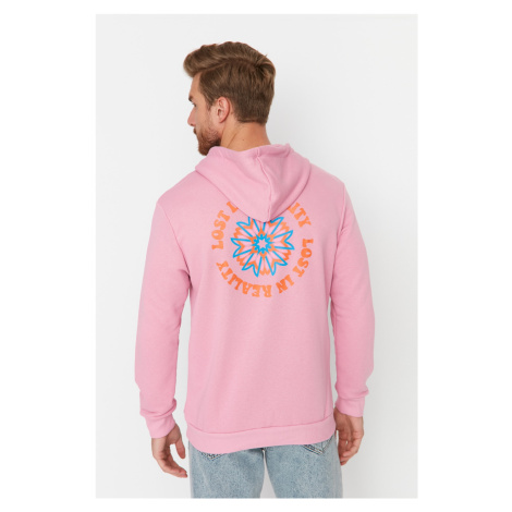 Trendyol Pale Pink Regular Fit Hooded Printed Sweatshirt