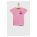 Detské bavlnené tričko United Colors of Benetton ružová farba