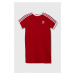Dievčenské bavlnené šaty adidas Originals červená farba, midi, rovný strih
