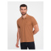 Hnedé pánske basic polo tričko Ombre Clothing