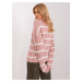 Pink and white striped oversize sweater with wool