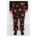 Trendyol Curve Black Animal Pattern Knitted Pajamas Set