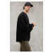 GRIMELANGE Allen Men's Piece, Long Slit on the Back, Pole-Free, Round Collar, Black Sweatshirt